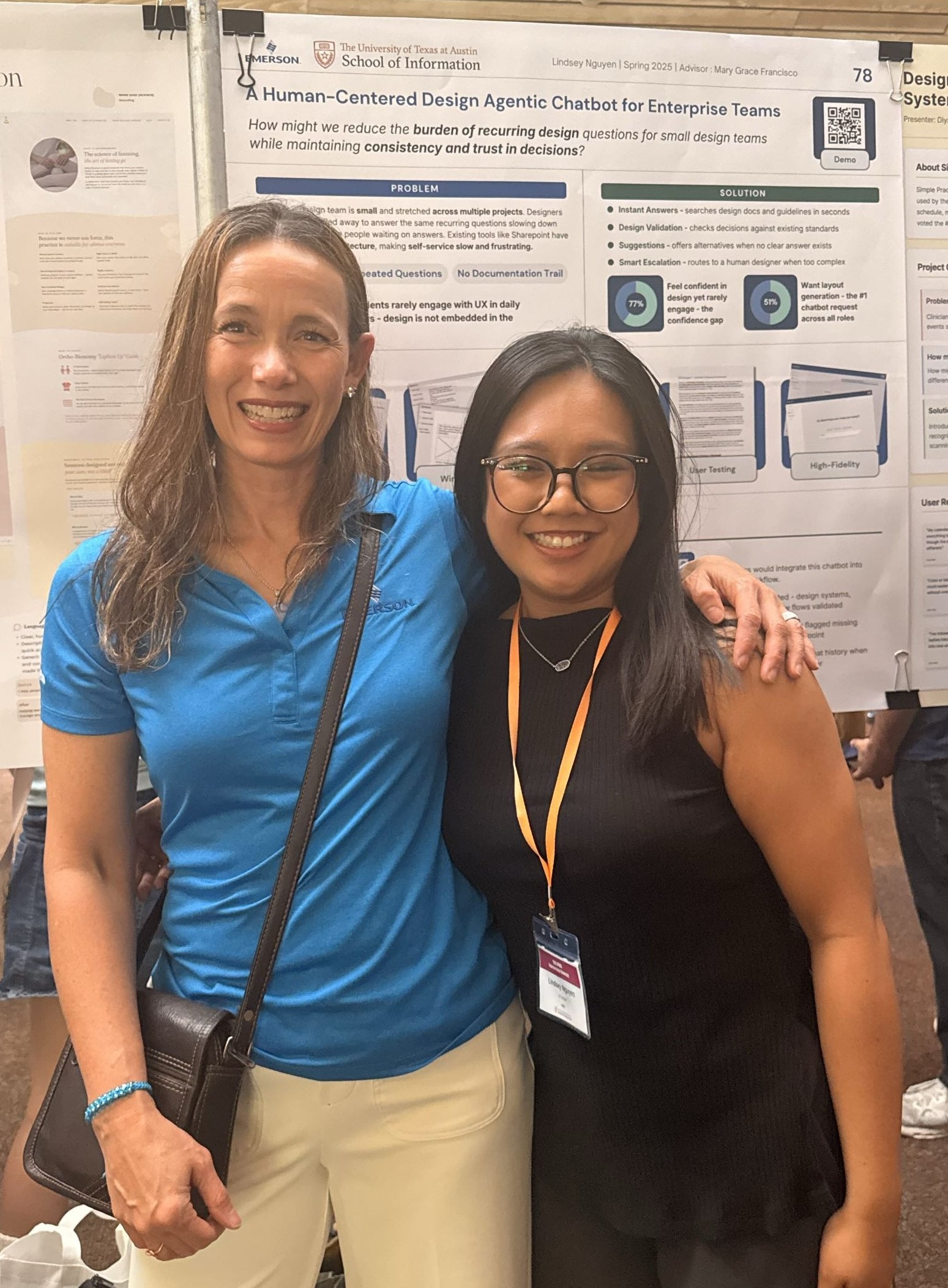 Lindsey with her Emerson manager at the capstone presentation